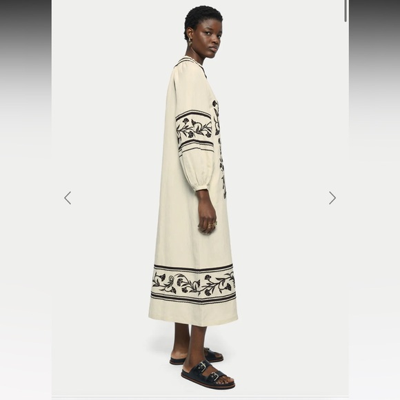 JigSaw Linen-blend Embroidery Maxi Dress size US 6 UK 10 - Picture 8 of 9